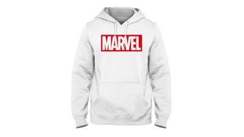 Sweat MARVEL à capuche Blanc Logo rouge